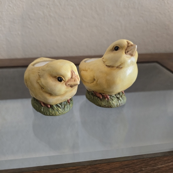 Vintage hand painted Easter Chick tea light. Set of 2. - Picture 3 of 13